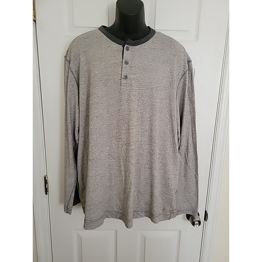 Tommy Bahama Make Life One Long Weekend Heather Gray Henley Sweatshirt Mens 2XL